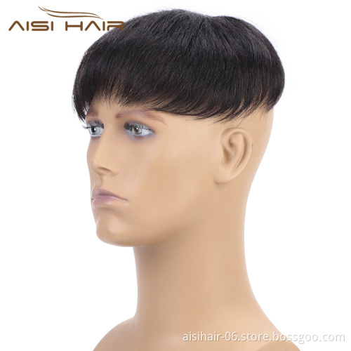Aisi Hair Toupee Man Wig Hairpieces Lace Head Spin with Clips  Hair Replactment Human Hair Machine Made Toupee for Men